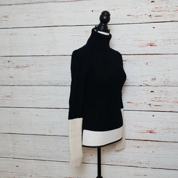 ZARA // cable knit color block turtleneck sweater - Picture 8 of 14